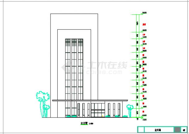 某地区木小区高层办公楼建筑设计图-图二