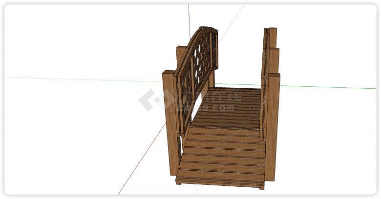 木板装饰护栏实木拱桥su模型-图二
