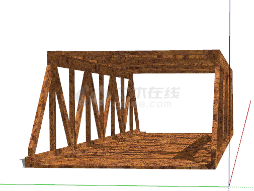 景区木制带护栏桥梁su模型-图一