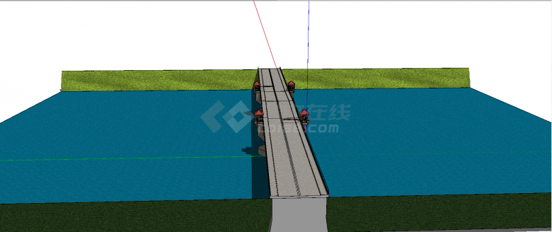 带灯塔式三段跨江大桥桥梁su模型-图二