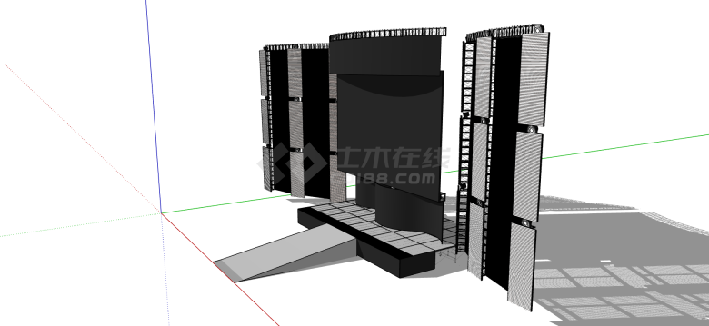 现代个性黑色多媒体灯光室外舞台su模型-图二