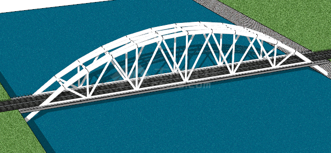 白色现代新颖铁路桥su模型-图二