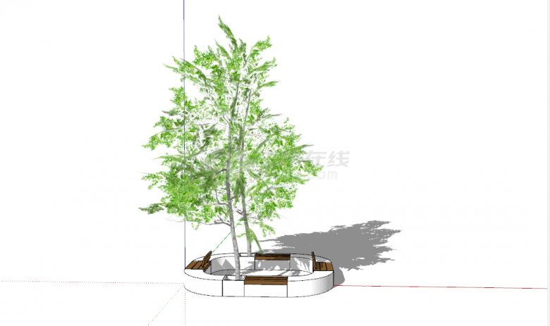 木质的现代化创意树池座椅su模型-图一