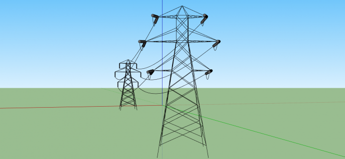 羊角形结构简单电力线铁塔su模型 _图1