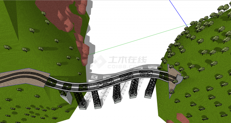 环山谷铁路高架桥su模型-图二