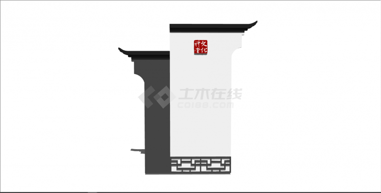 新中式乡村黑白色标识墙 su模型-图二