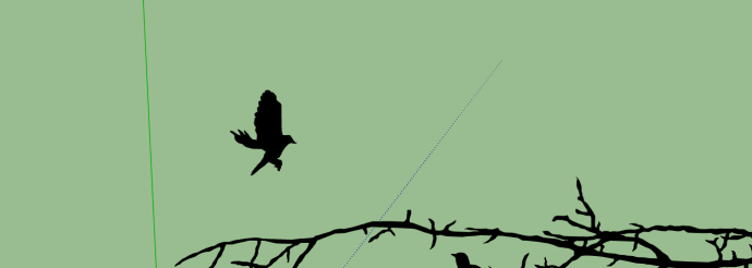 水墨画风生动的树枝上的小鸟2Dsu模型_图1