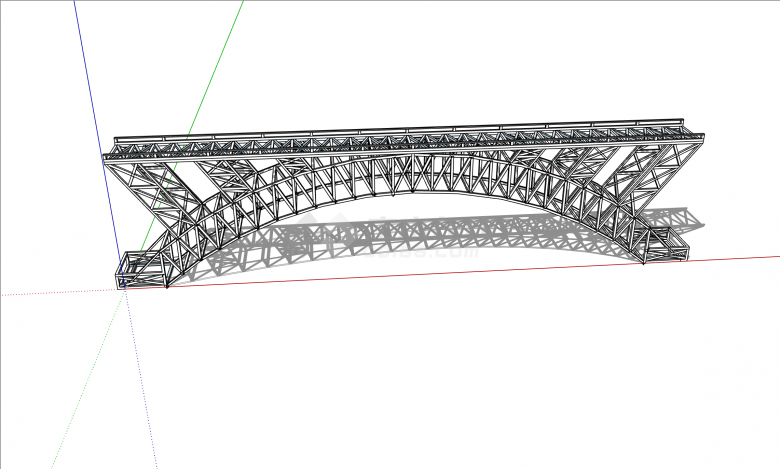 极简钢架现代风格桥梁su模型-图二
