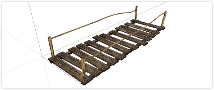 简易短距离木板桥梁其它桥梁su模型_图1