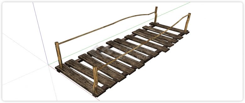 简易短距离木板桥梁其它桥梁su模型-图一