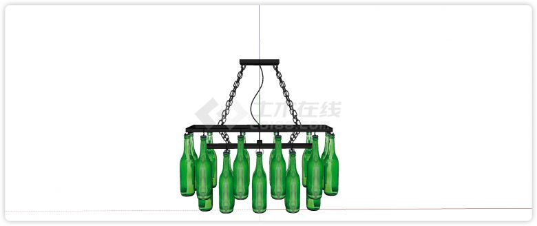 悬吊装饰绿色酒瓶酒瓶饮料食品su模型-图一