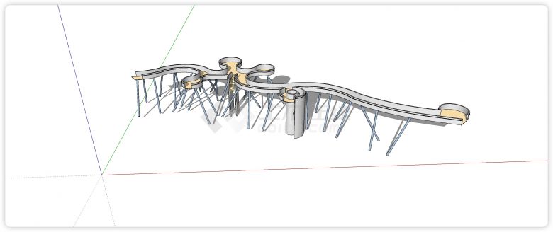 环形观景台现代风格桥su模型-图二
