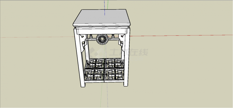 中式简单su模型摆放案桌su模型-图二