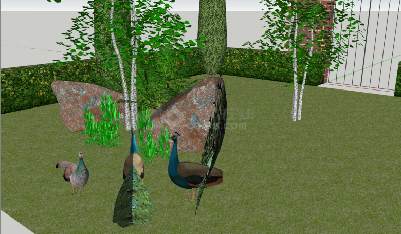 孔雀园林式景观规划su模型-图二