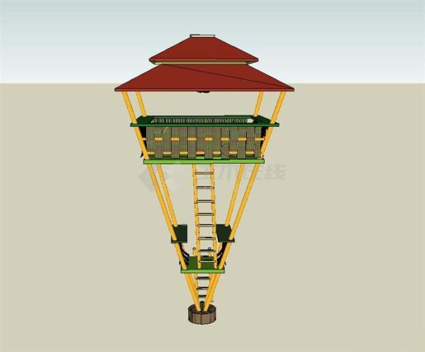 某现代环球伞形景观台设计SU模型（不含施工图）-图一