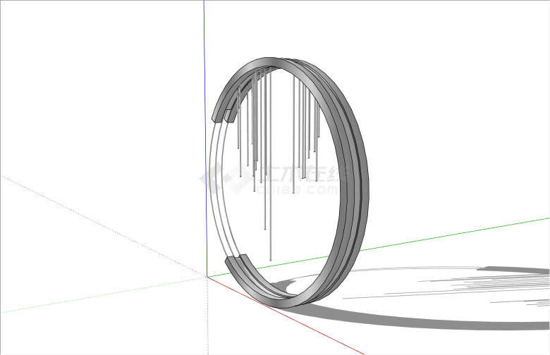 圆形现代风格抽象雕塑SU模型-图二