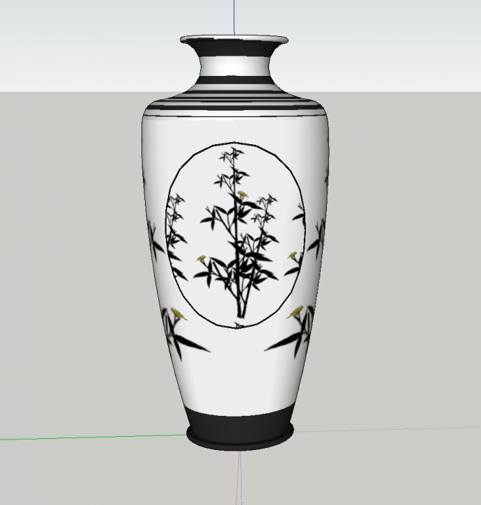 古代手绘竹子陶瓷花瓶su模型_图1