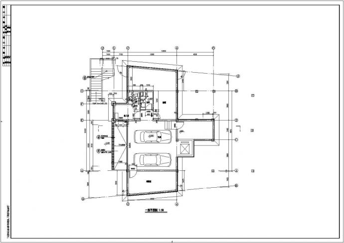 带电梯山地别墅CAD施工图纸_图1