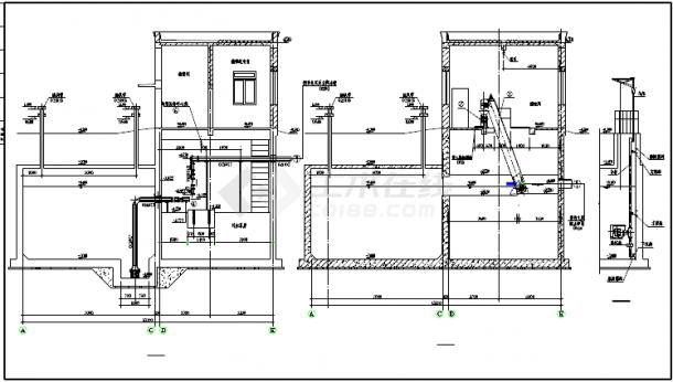 某污水泵房及格栅间设计cad图纸-图二