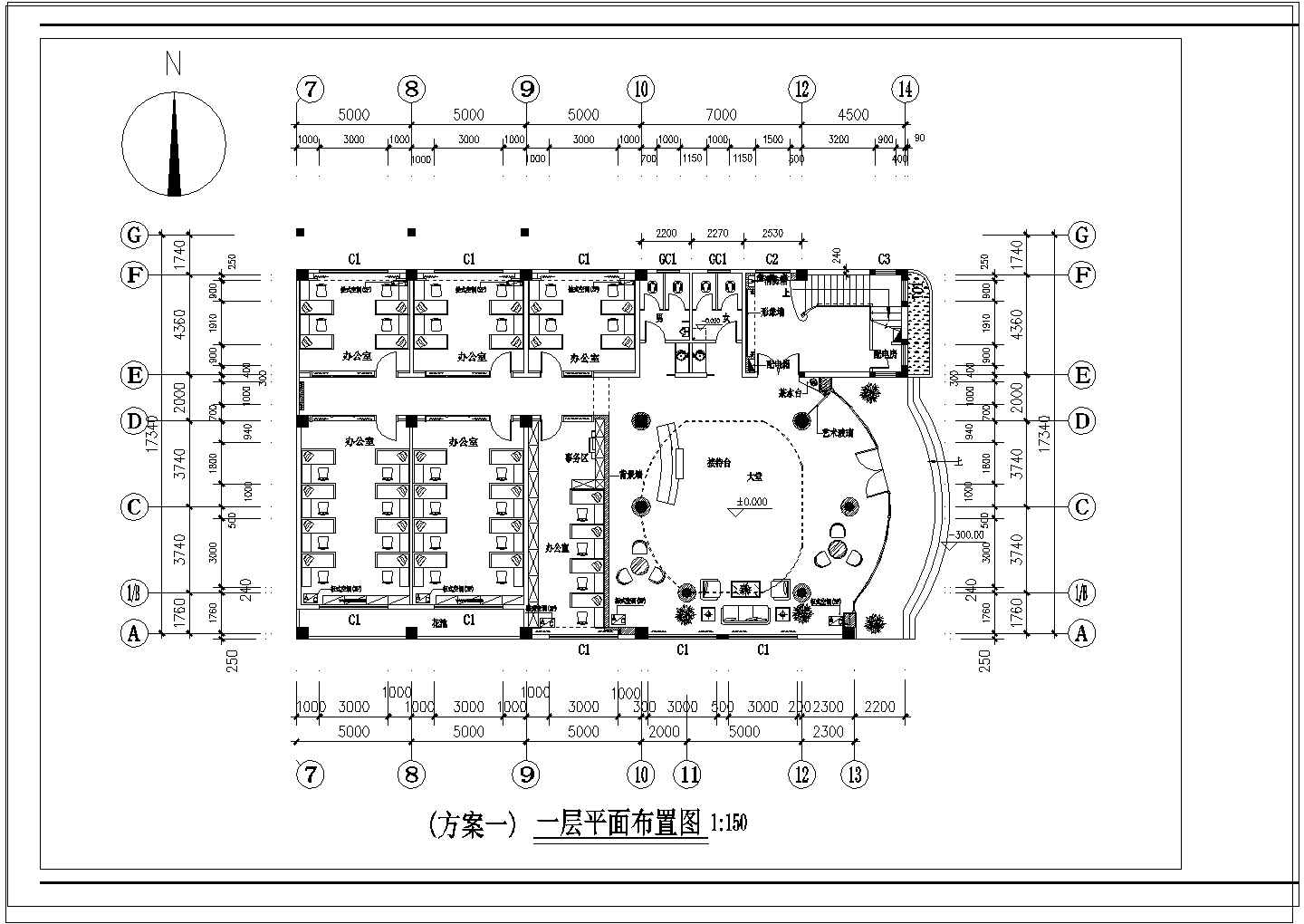 某大型淋浴房办公楼室内设计图纸