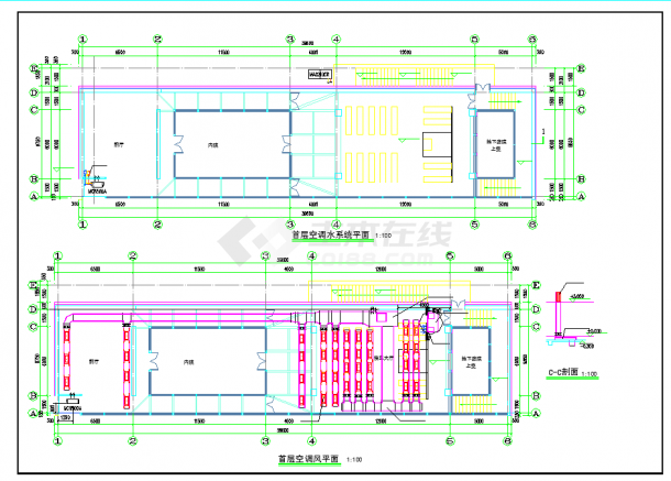 【北京】某候车大厅空调系统平面图纸-图一