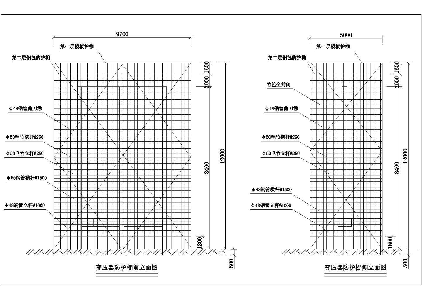 某地区建筑变压器防护棚方平面规划图