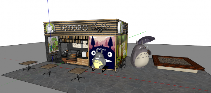 龙猫主题活力咖啡厅 su模型_图1