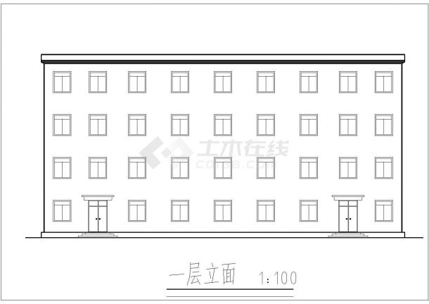 某地四层办公楼建筑设计平剖方案图-图一