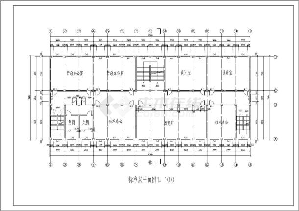 框架机构五层办公楼建筑设计施工图纸-图二