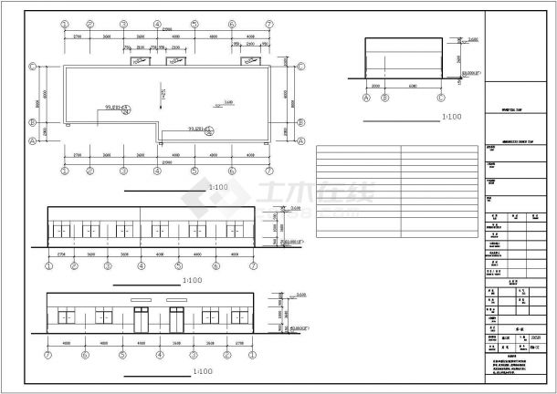 单层框架结构泵房及配电室结构施工图（含建筑图）-图一
