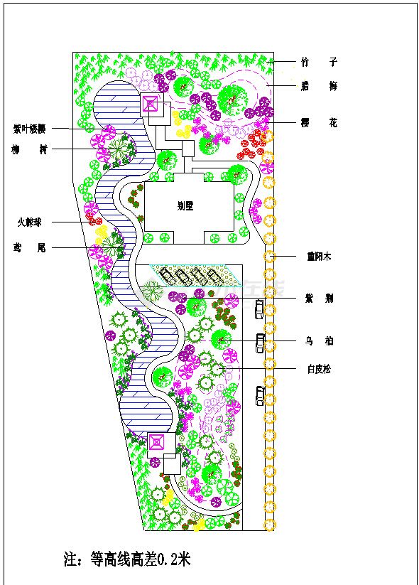 别墅景观绿化平面图-图一