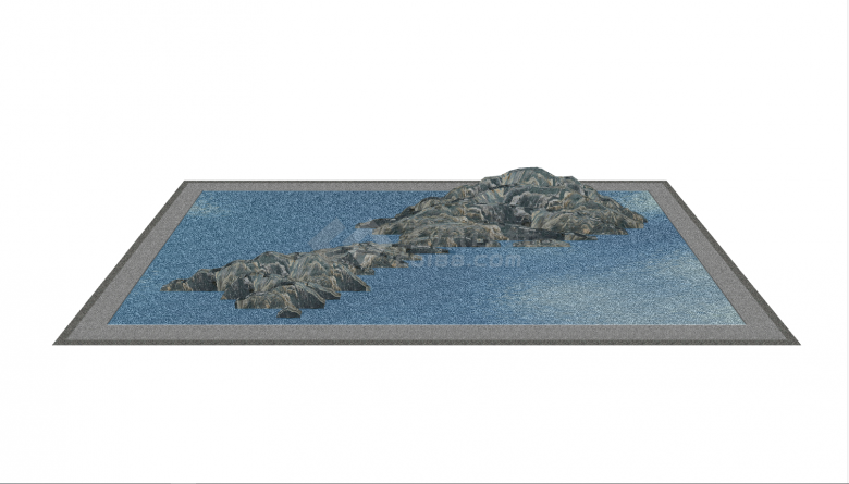 天蓝色方型山水景观规划su模型-图二