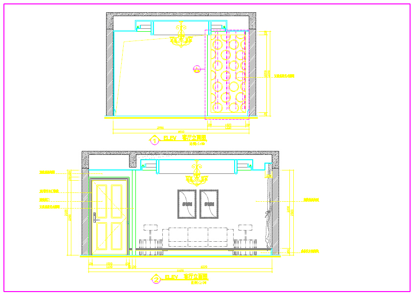 108㎡新中式三居室装修CAD施工图（含效果图，物料表）