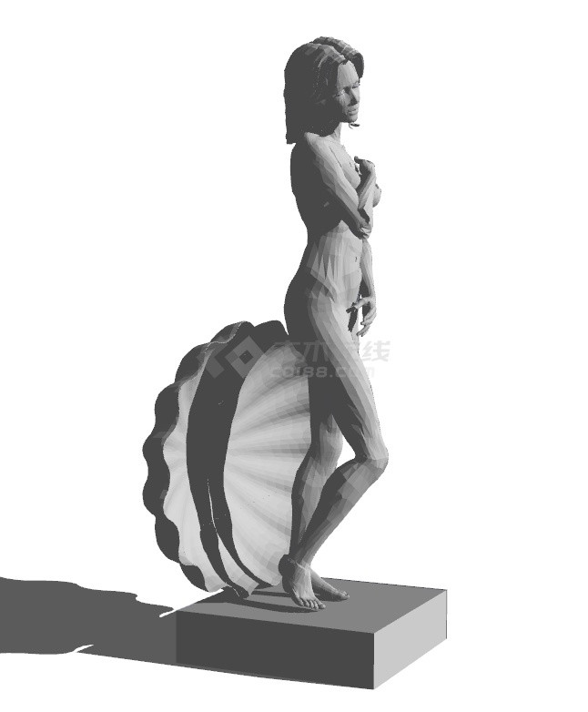 现代公园欧式人物石膏海女雕塑3Dsu模型-图二