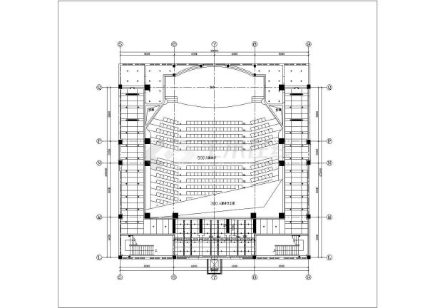 某城市500人报告厅建筑设计方案cad图