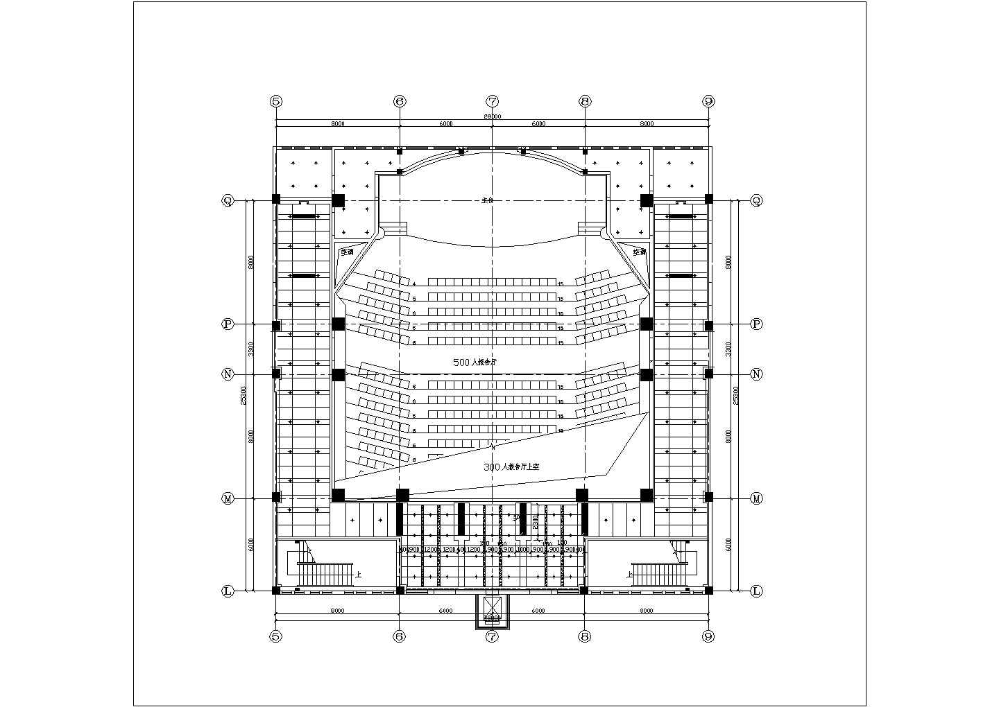 某城市500人报告厅建筑设计方案CAD图