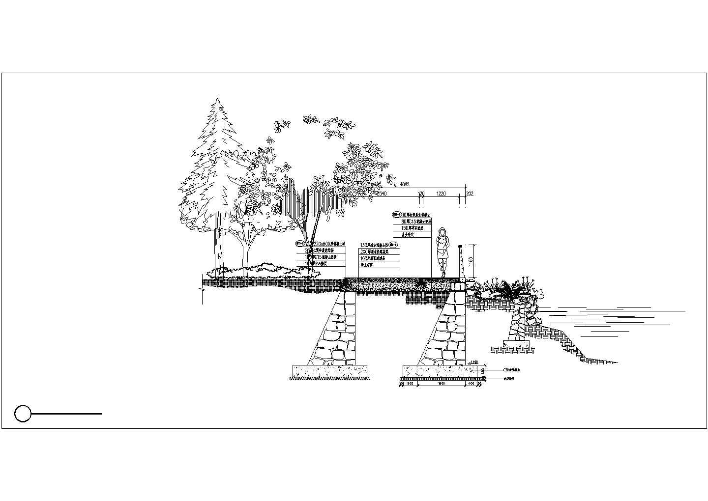 五张经典滨水驳岸详图CAD绘图方案
