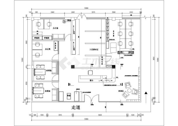 企业办公室展厅建筑设计施工方案图-图一