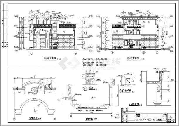 【温州】三层框架结构欧式别墅施工图-图二