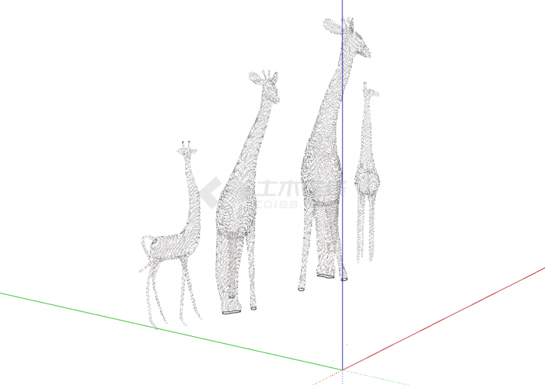 虚影黑色长颈鹿动物雕塑SU-图二