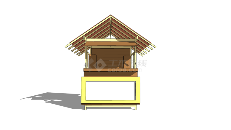 小型黄色橘色售卖亭su模型-图一