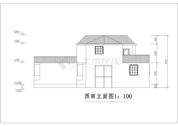 二层濒水别墅建筑改造设计方案图纸-图一