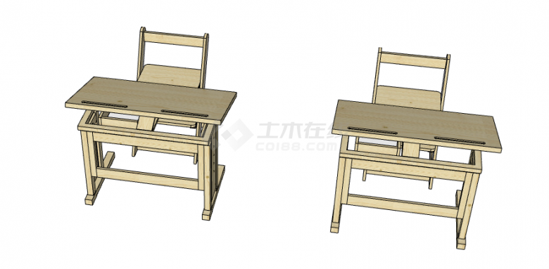 木制简约儿童家具座椅su模型-图二