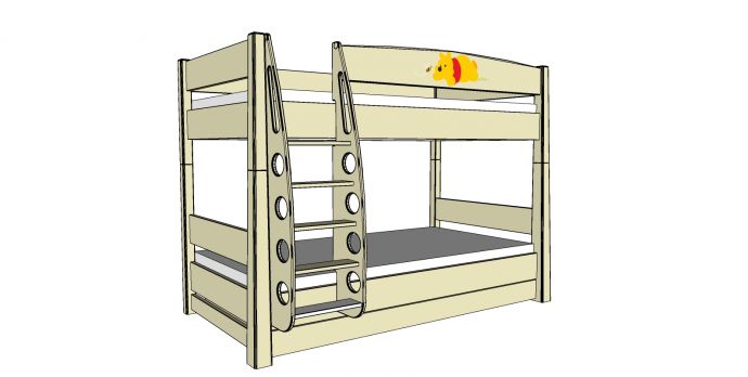 儿童上下单人床爬梯家具su模型_图1