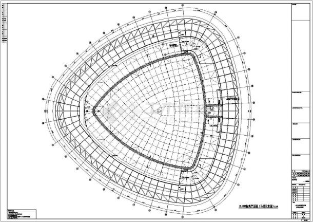 海蚌造型双层网壳结构游泳馆结构施工图（含钢结构图 建筑图）-图二