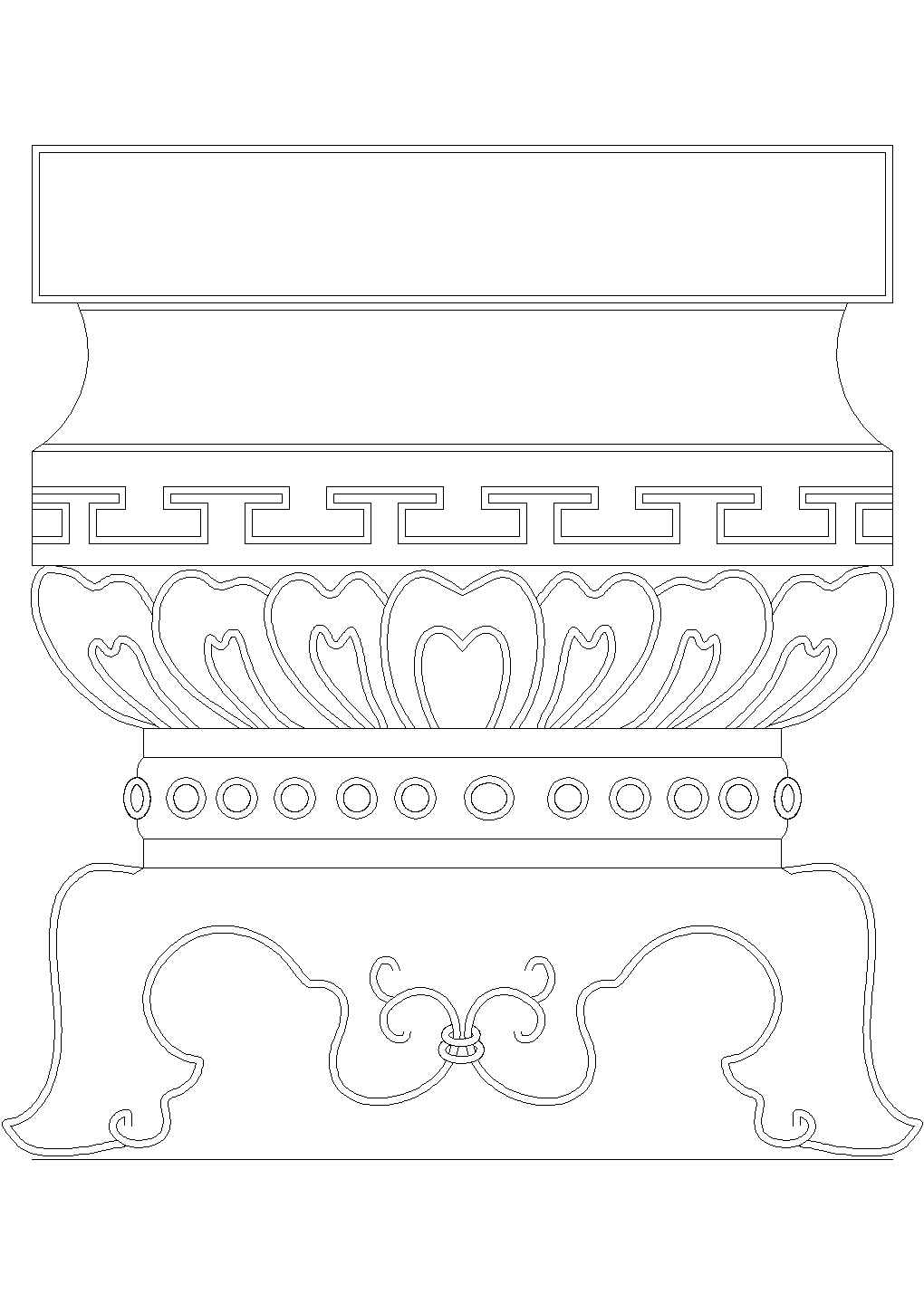 中式柱头的cad样式图及详图设计