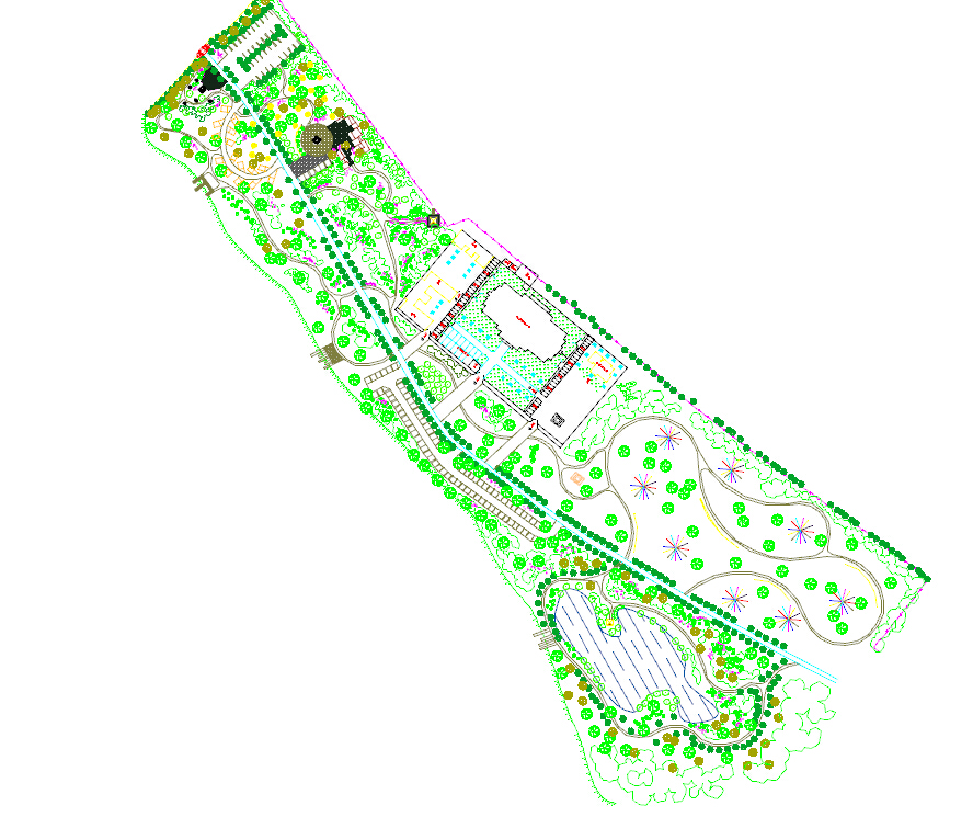 某地狭长型公园绿化设计施工图（共1张图）