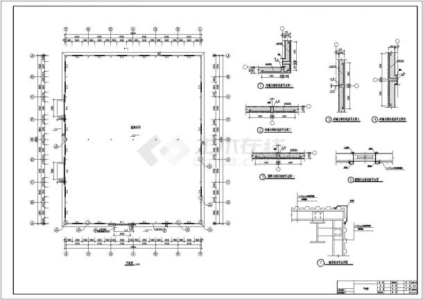 50m跨单层轻钢门式型厂房建筑、结构施工图-图一