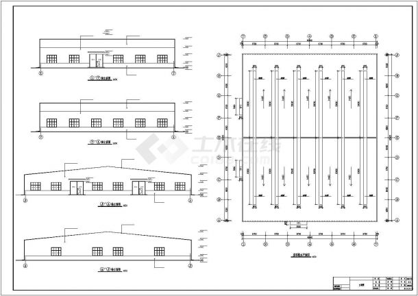 50m跨单层轻钢门式型厂房建筑、结构施工图-图二