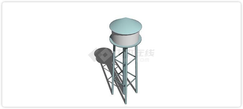 白色尖顶工业水塔水柜水箱高塔su模型-图二